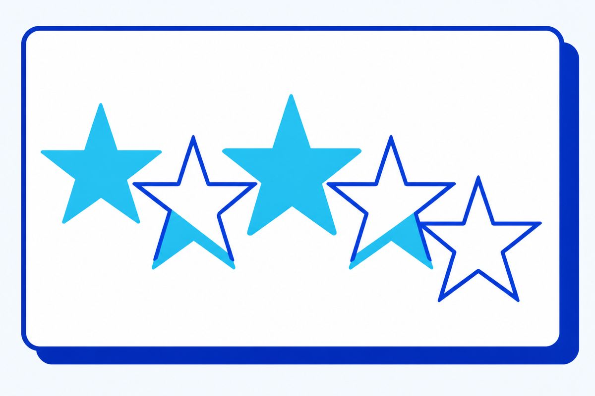 Fila de estrellas de cinco puntas, algunas a medias, en estilo gráfico